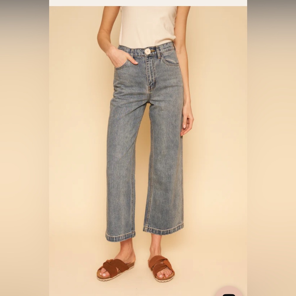 Flora Pant in Light Denim Wide Leg 39" Length